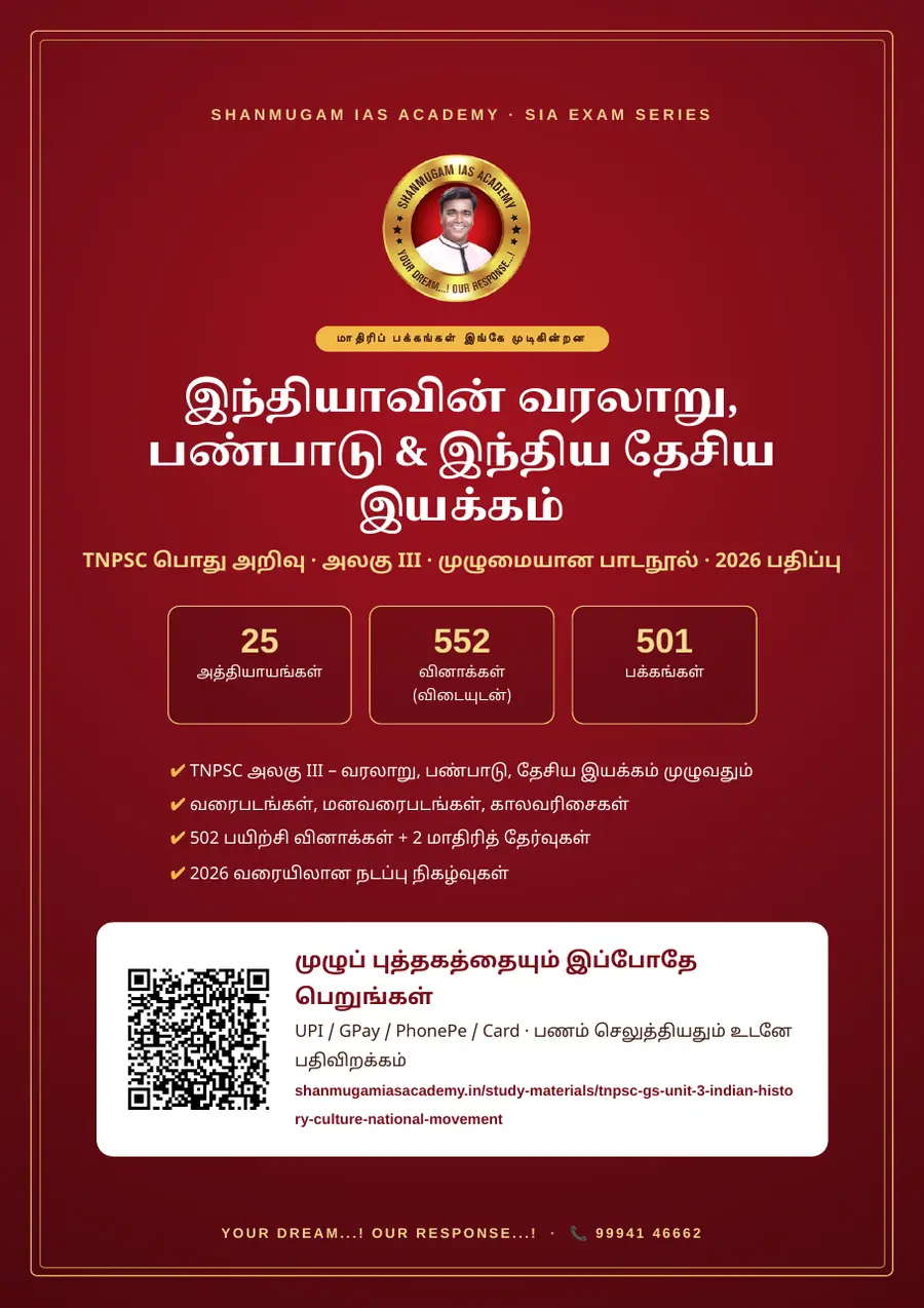 TNPSC பொது அறிவு அலகு III — இந்தியாவின் வரலாறு, பண்பாடு & இந்திய தேசிய இயக்கம் – முழுமையான பாடநூல் – sample page 20