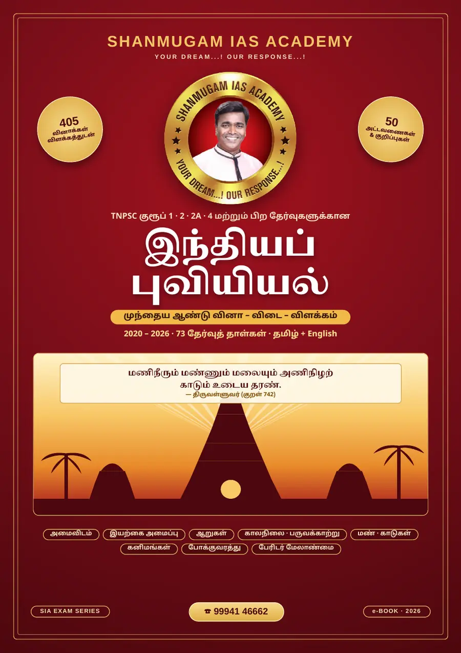 இந்தியப் புவியியல் — முந்தைய ஆண்டு வினா – விடை – விளக்கம் (2020 – 2026) – sample page 1