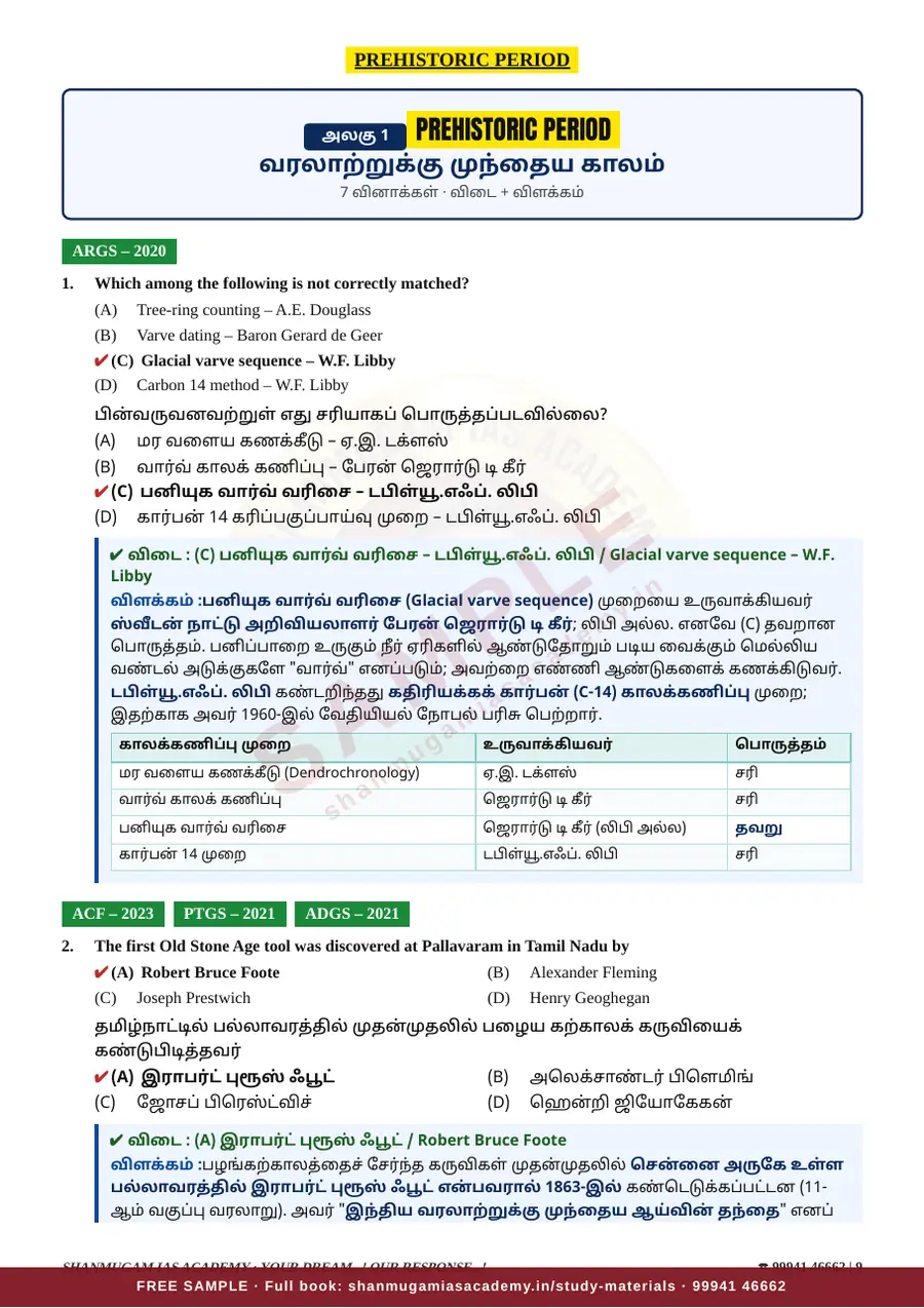 இந்திய வரலாறு — முந்தைய ஆண்டு வினா – விடை – விளக்கம் (2020 – 2026) – sample page 8