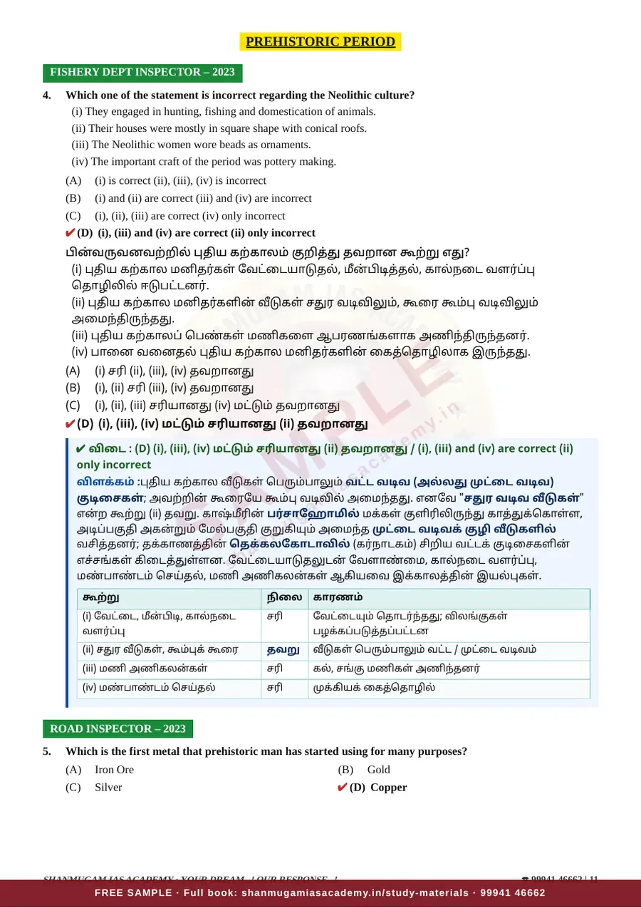 இந்திய வரலாறு — முந்தைய ஆண்டு வினா – விடை – விளக்கம் (2020 – 2026) – sample page 10