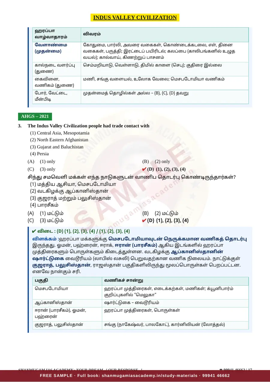 இந்திய வரலாறு — முந்தைய ஆண்டு வினா – விடை – விளக்கம் (2020 – 2026) – sample page 13