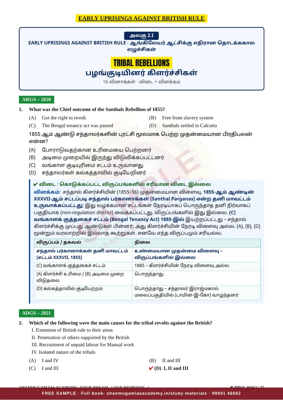 இந்திய தேசிய இயக்கம் — முந்தைய ஆண்டு வினா – விடை – விளக்கம் (2020 – 2026) – sample page 12