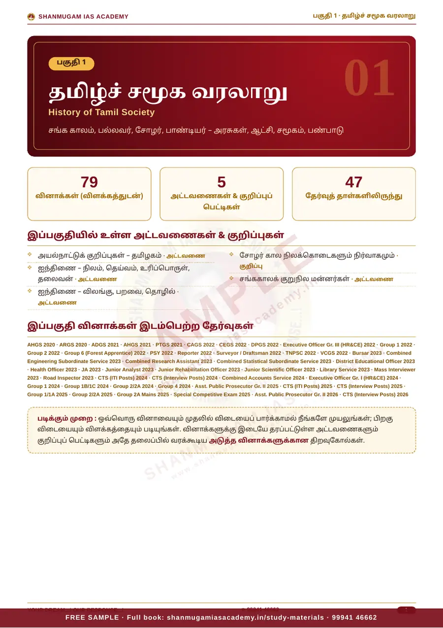 தமிழ்ச் சமூகம் & திருக்குறள் — முந்தைய ஆண்டு வினா – விடை – விளக்கம் (2020 – 2026) – sample page 5