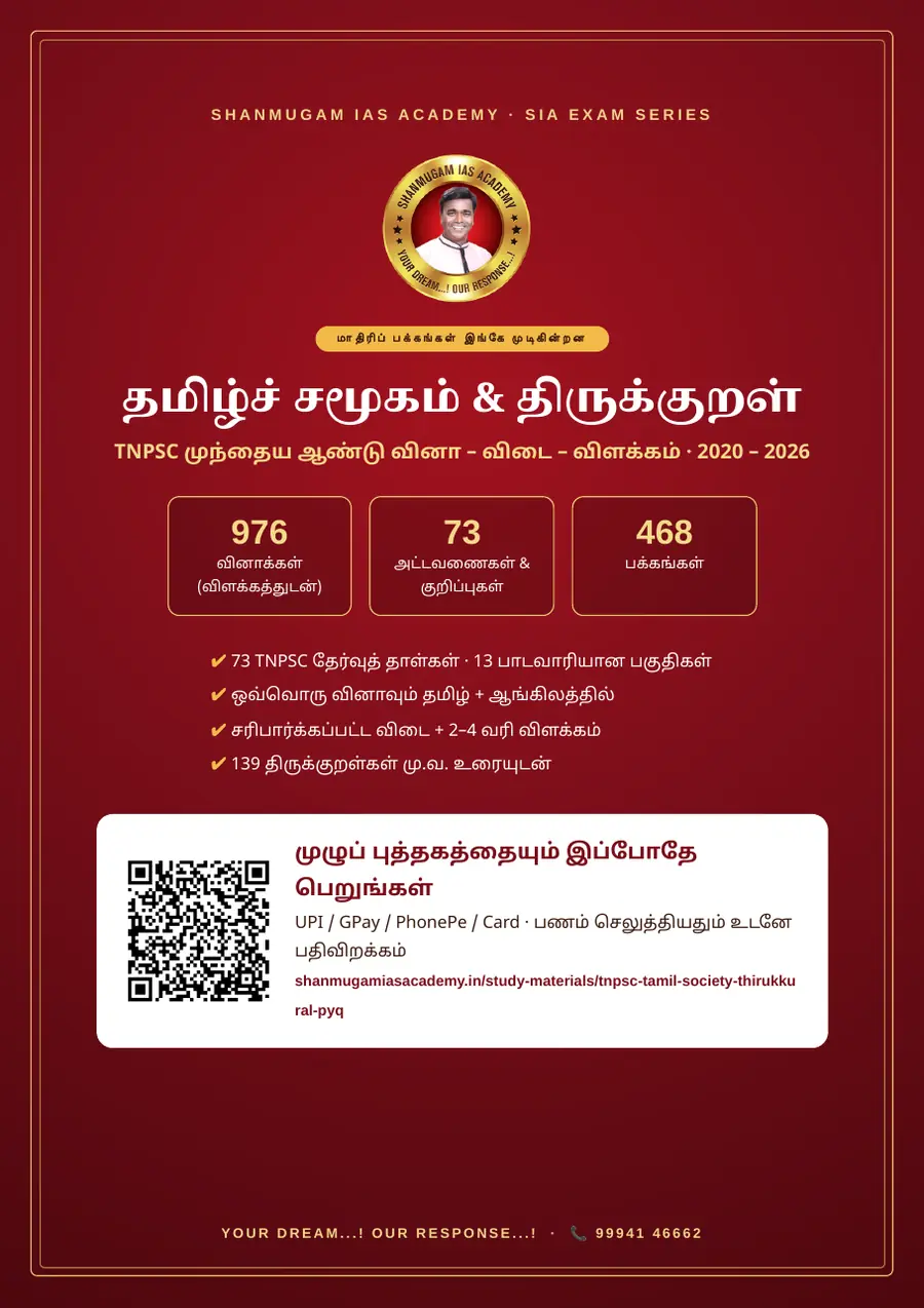 தமிழ்ச் சமூகம் & திருக்குறள் — முந்தைய ஆண்டு வினா – விடை – விளக்கம் (2020 – 2026) – sample page 12