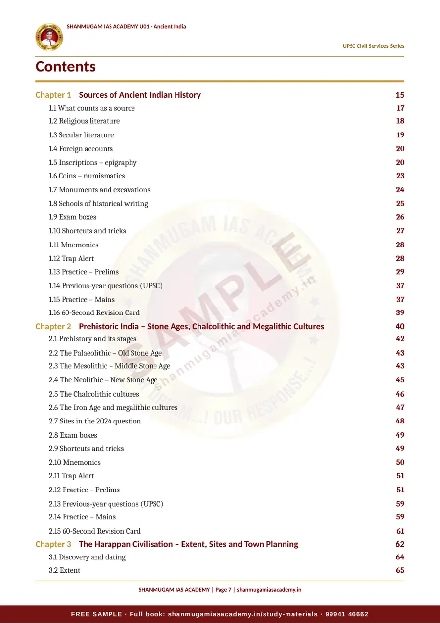 U01 · Ancient India – UPSC Civil Services (Prelims & Mains) – sample page 7
