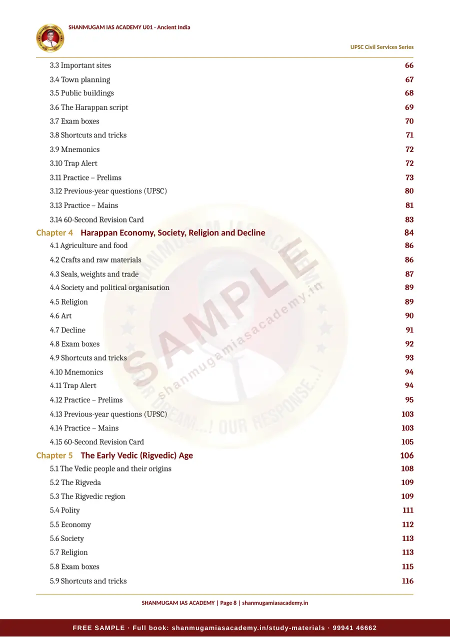 U01 · Ancient India – UPSC Civil Services (Prelims & Mains) – sample page 8