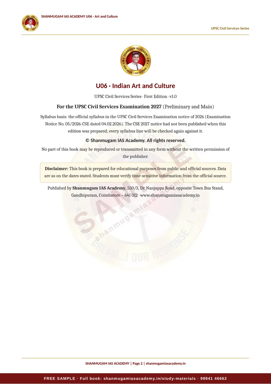 U06 · Indian Art and Culture – UPSC Civil Services (Prelims & Mains) – sample page 2