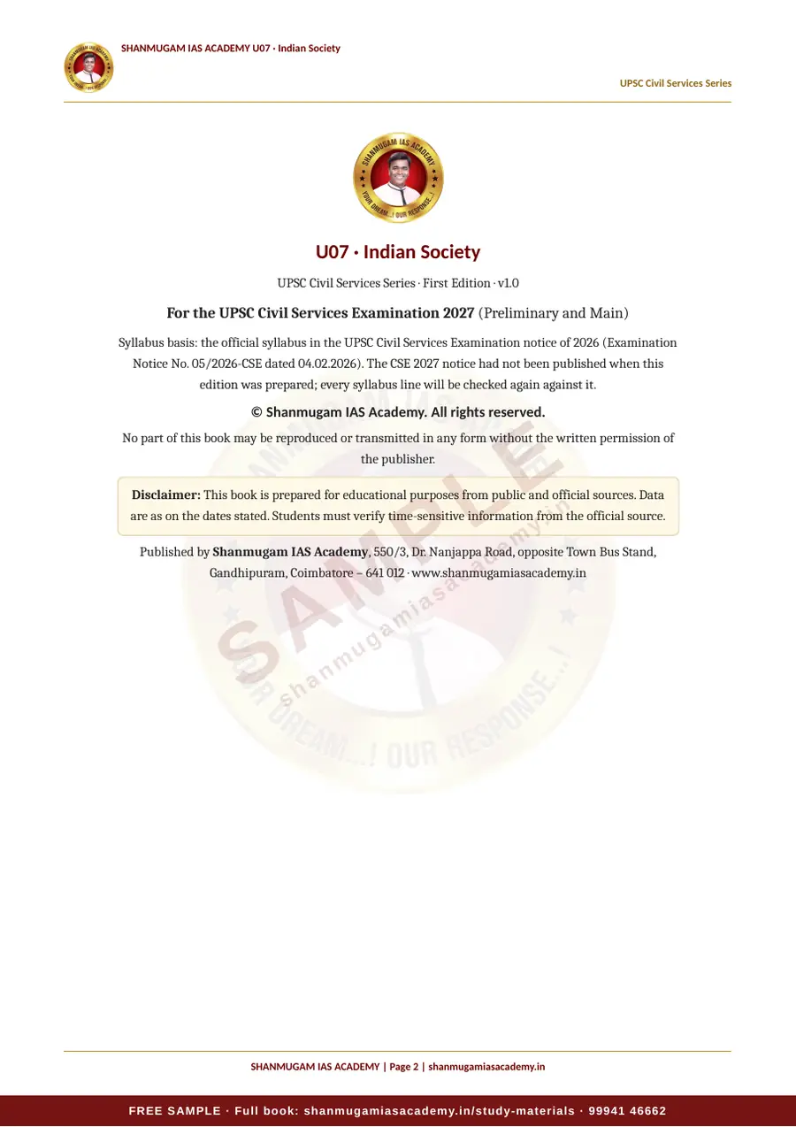 U07 · Indian Society – UPSC Civil Services (Prelims & Mains) – sample page 2