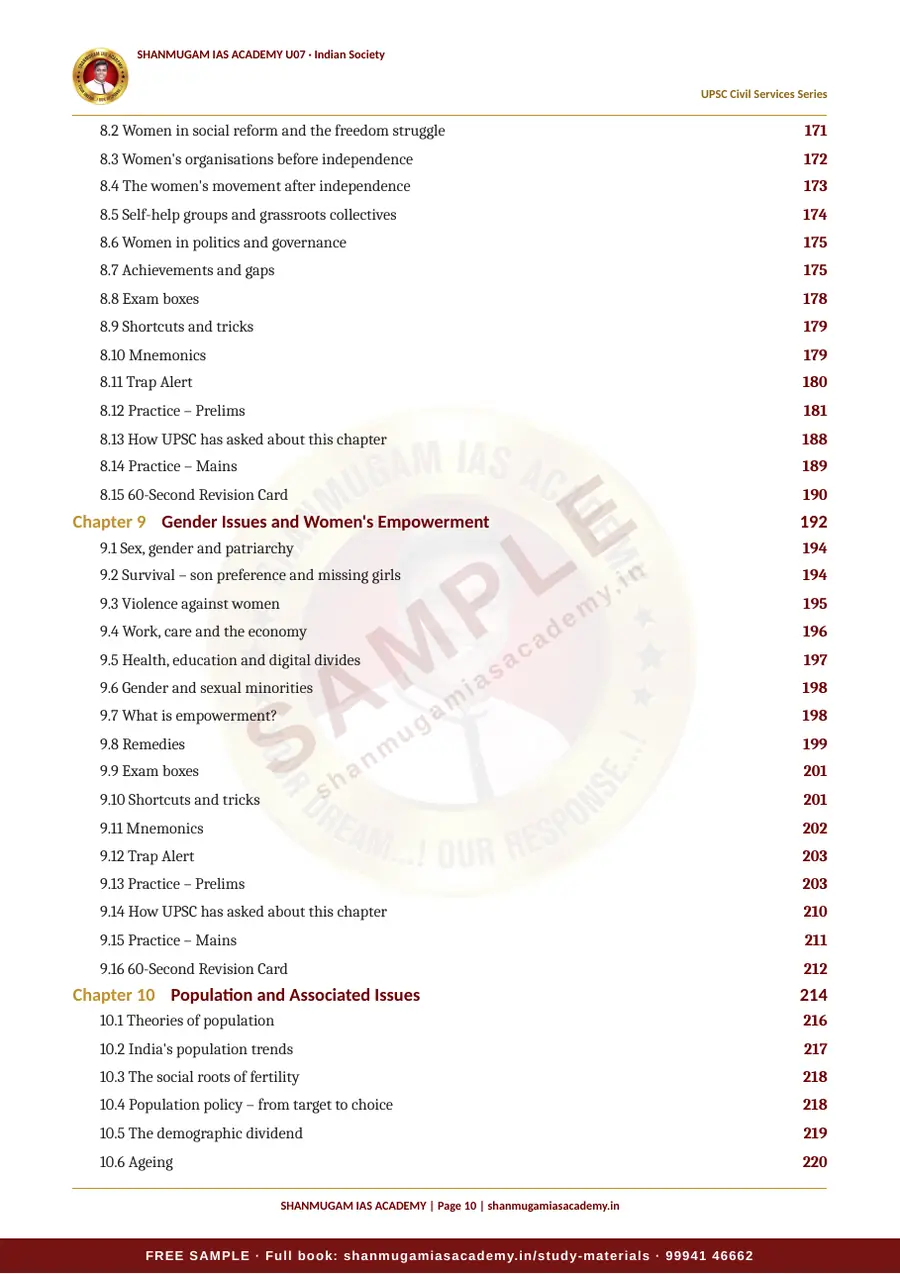 U07 · Indian Society – UPSC Civil Services (Prelims & Mains) – sample page 10