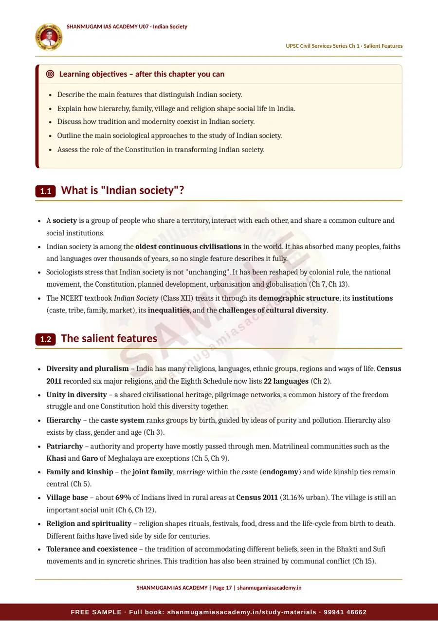 U07 · Indian Society – UPSC Civil Services (Prelims & Mains) – sample page 17