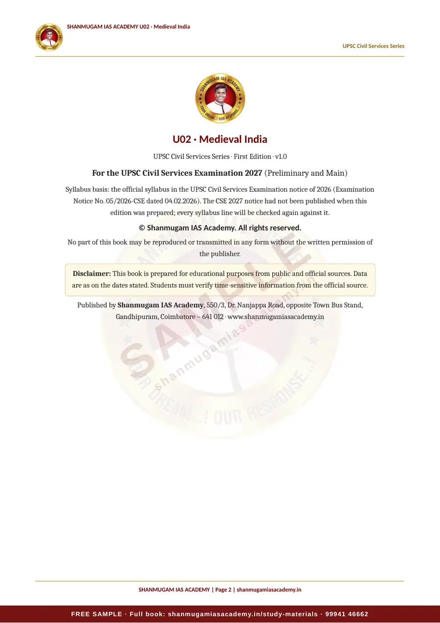 U02 · Medieval India – UPSC Civil Services (Prelims & Mains) – sample page 2