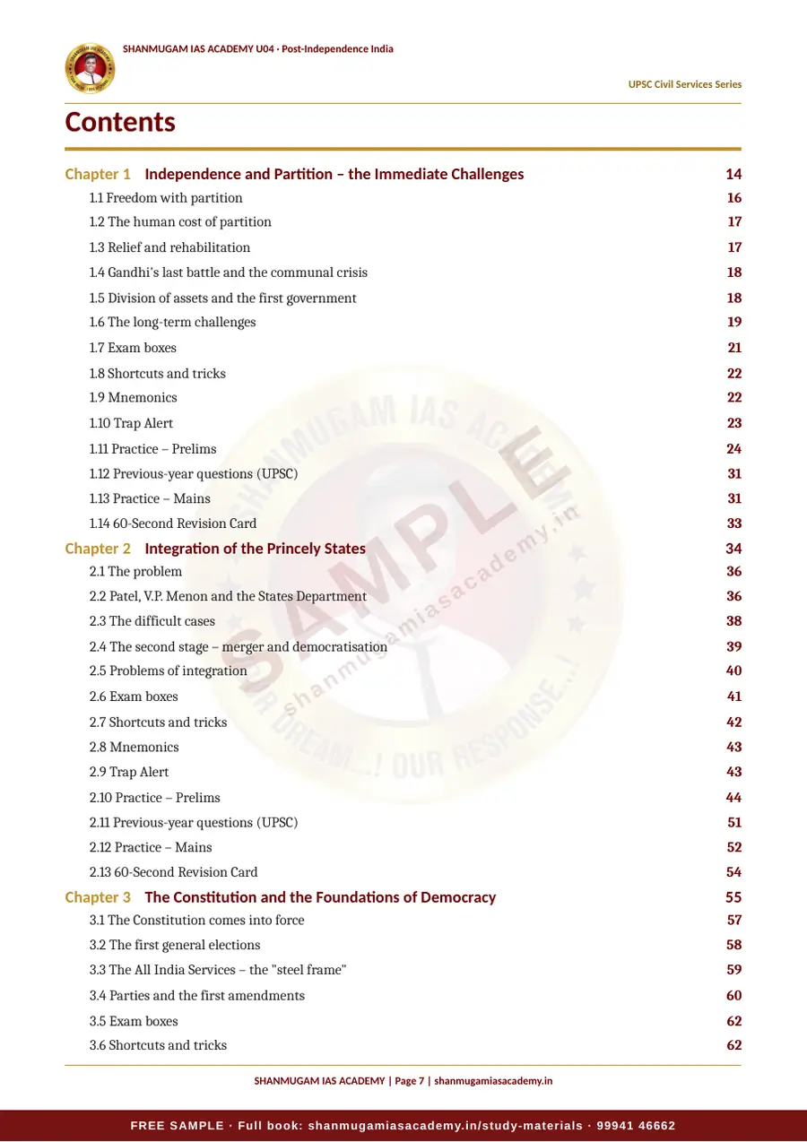 U04 · Post-Independence India – UPSC Civil Services (Prelims & Mains) – sample page 7