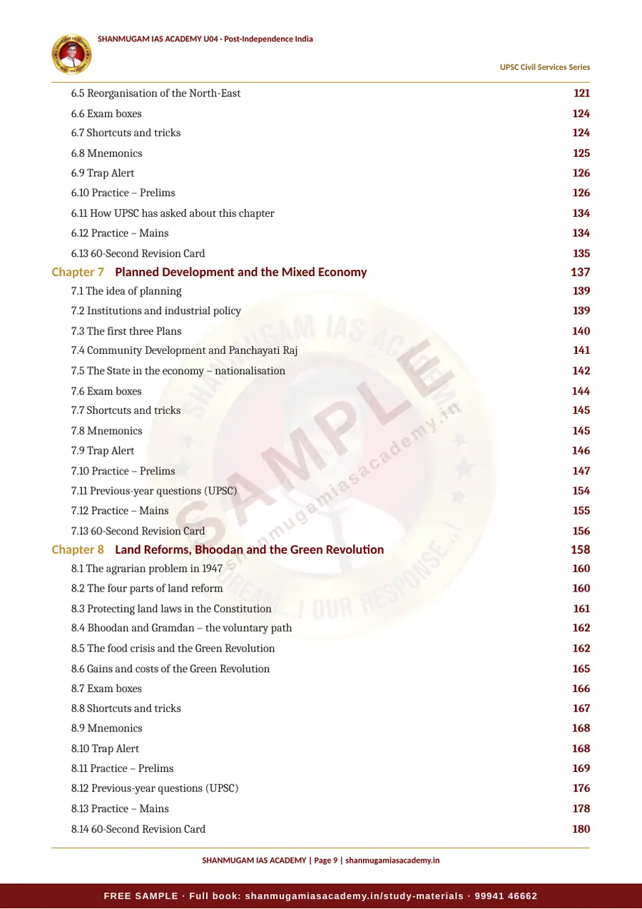 U04 · Post-Independence India – UPSC Civil Services (Prelims & Mains) – sample page 9