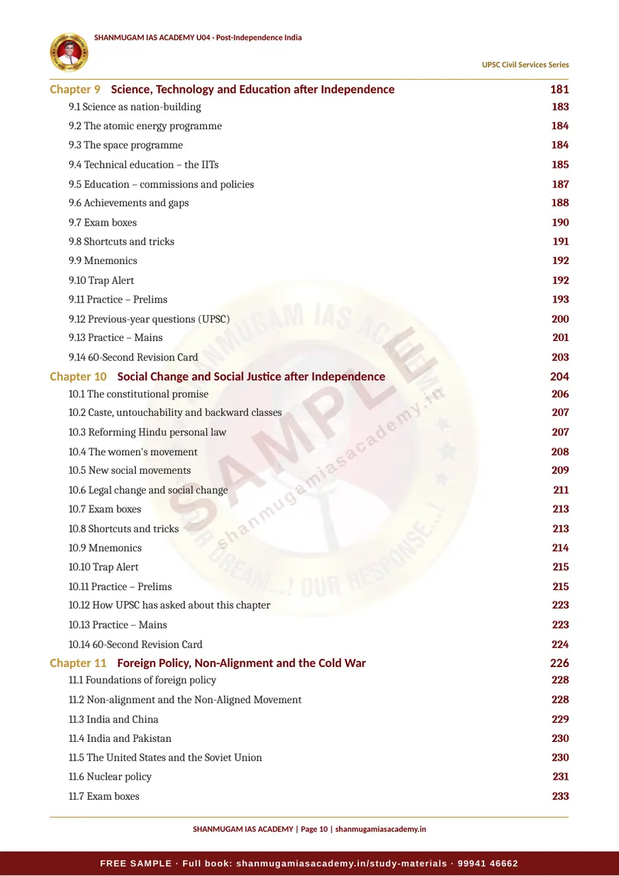 U04 · Post-Independence India – UPSC Civil Services (Prelims & Mains) – sample page 10