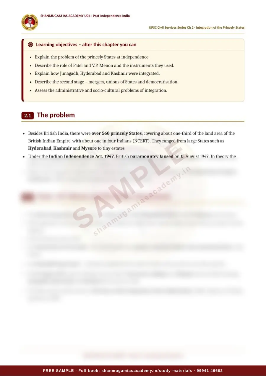 U04 · Post-Independence India – UPSC Civil Services (Prelims & Mains) – sample page 21